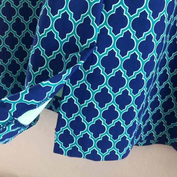 Lands' End Royal Teal Blue Quatrefoil Ponte Stretch Sheath Dress NEW size 6 - Picture 7 of 14